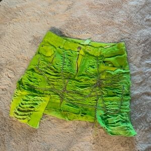 seeing green mini skirt- handmade, custom, 1/1 piece by Lovelyy Luxe - size US 4
